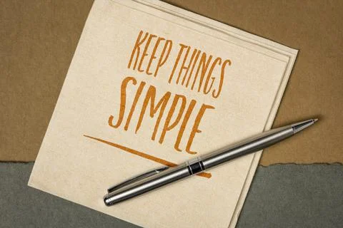 Keep things simple inspirational note Foto stock