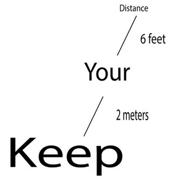 Keep your distance, 2 meters or 6 feet. Stock Illustration