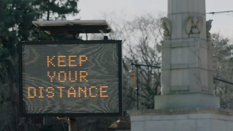 Keep Your Distance Sign New York City Stock Footage 128749448