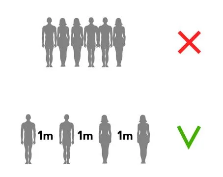 Keep your distance when you meet. Safety when communicating with other people Stock Illustration