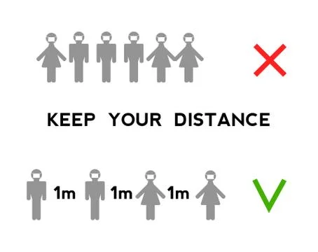 Keep your distance when you meet. Safety when communicating with other people Stock Illustration