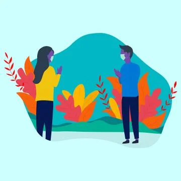 KEEP YOUR DISTANCE WHEN YOU MEET Stock Illustration