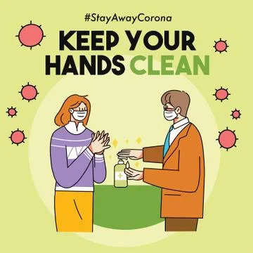 Keep Your Hands Clean Corona Covid-19 Safety Campaign Vector Illustration Stock Illustration