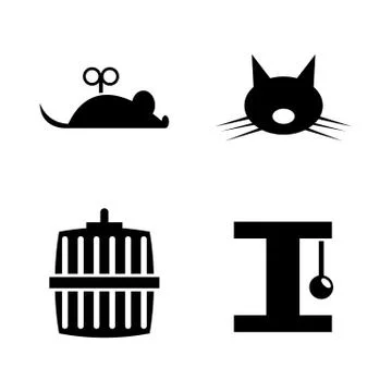 Keeping Cat. Simple Related Vector Icons Illustrazione stock