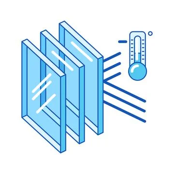 Keeping cold temperature inside house with glass layers. Cross section double Ilustração Stock