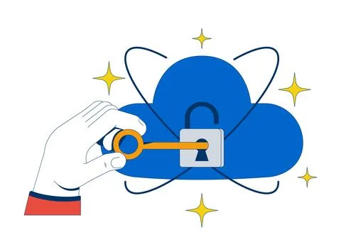 Keeping data safe on cloud encryption 2D illustration concept Stock Illustration