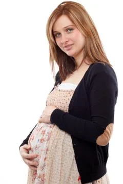 Keeping her belly 스톡 사진