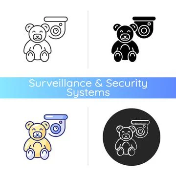 Keeping kids safely with security camera icon Stock Illustration