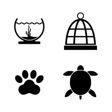 Keeping Pets. Simple Related Vector Icons Stock Illustration