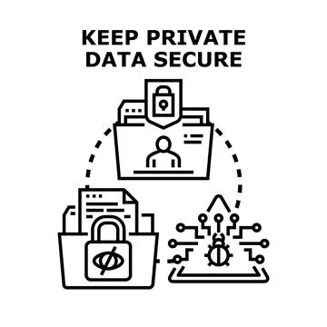 Keeping private data secure, digital information protection Stock Illustration