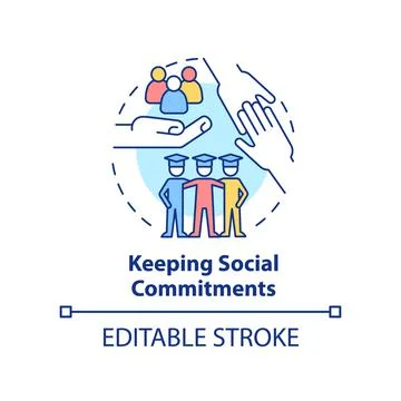 Keeping social commitments concept icon Stock Illustration