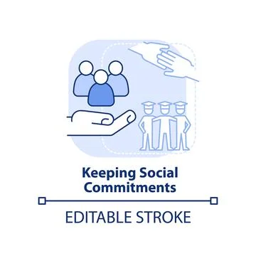 Keeping social commitments light blue concept icon Stock Illustration