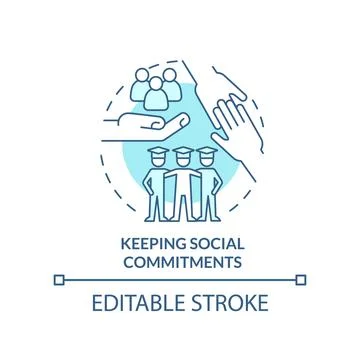 Keeping social commitments turquoise concept icon Stock Illustration