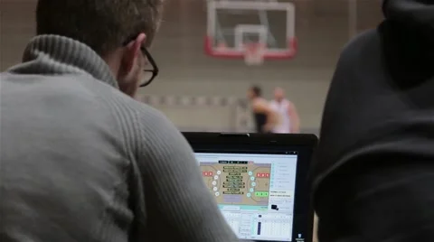 Keeping Statistics In Basketball Game, Entry Statistics During The Game Stock Footage 48250592