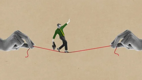 Keeping working balance, taking professional risks. Man, employee walking on Stock Footage 236568245