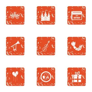 Keepsake icons set, grunge style Stock Illustration