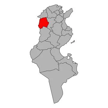 Kef of Tunisia Governorates map shape, travel web flat icon vector illustrati Stock Illustration