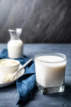 Kefir, healthy fermented probiotic drink for digestion and gut health Stock Photos