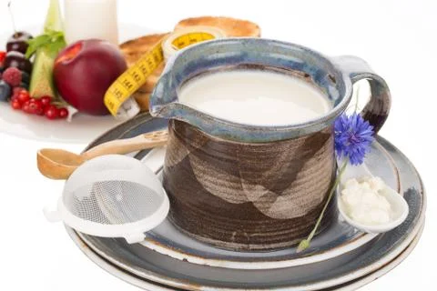 Kefir in jug Stock Photos