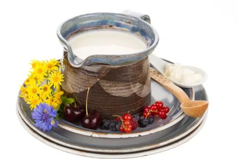 Kefir in jug Stock Photos