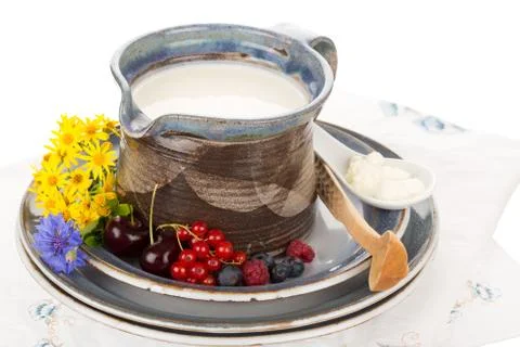 Kefir in jug Stock Photos