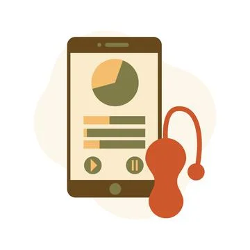 Kegel trainer and mobile application on smartphone Illustrazione stock