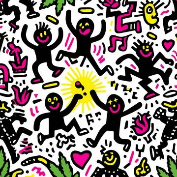 Keith Haring Inspired Dancing Figures Illustration