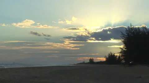 Kekaha Beach at Sunset Stock Footage 32185881