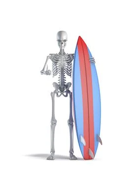 Keleton with surfboard Stock-Illustration