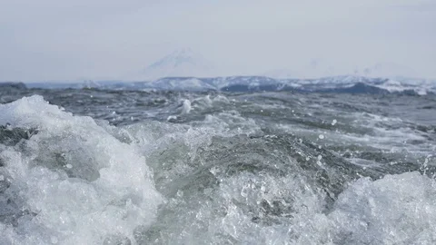 Kelevator jet of the ship in Avacha Bay Stock Footage 101823383