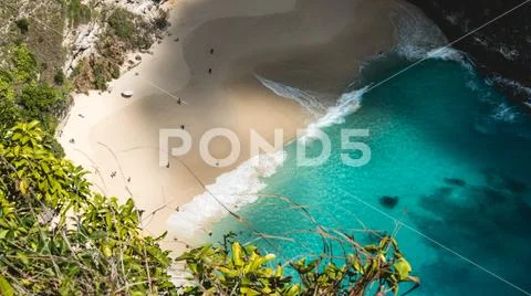 Kelingking beach in Indonesia Stock Photos