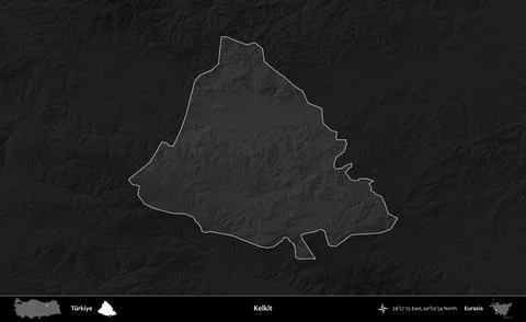 Kelkit highlighted, Turkiye. Grayscale Stock Illustration