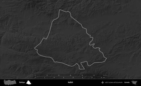 Kelkit outlined, Turkiye. Grayscale Stock Illustration