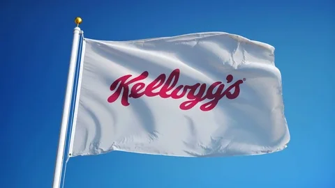 Kellogg company flag in slow motion, editorial animation Stock Footage 73307680