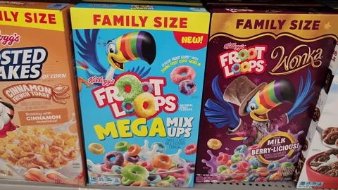 Kellogg's Froot Loops Mega Mix Ups Grocery Cereal Stock Footage 254829278