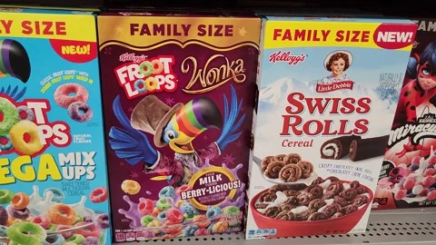 Kelloggs Froot Loops Wonka Cereal Grocery Supermarket Stock Footage 254829272