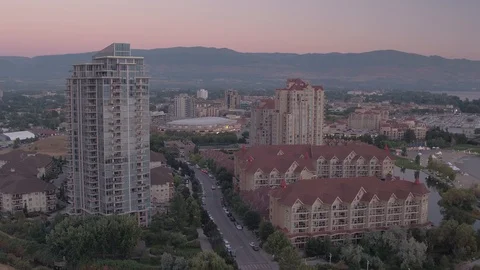 Kelowna Aerial Pull-Out at Twilight Stock Footage 122225295