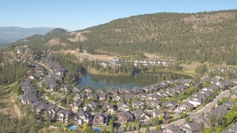 Kelowna, BC drone aerial of Wilden neighborhood Stock Footage
