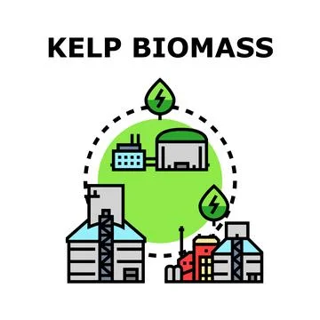 Kelp biomass processing producing renewable green energy Stock Illustration