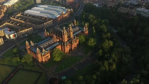 Kelvingrove Museum Drone Shot Stock Footage 138029192