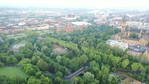 Kelvingrove Park Fly Over Stock Footage 138024389