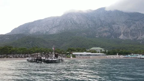 Kemer Nirvana Hotel Low Drone Fly Forward Pier 4K Stock Footage 336959718