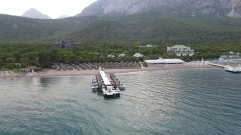 Kemer Nirvana Resort Coastline Drone Fly Backward Sea 4K Vídeos de archivo 336959741