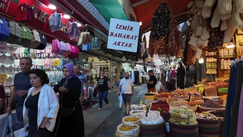 Kemeralti Bazaar in Izmir, Turkey Stock Footage 334696426