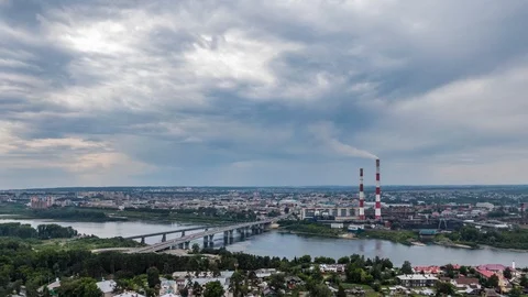 Kemerovo GRES. Aerial view. Hyperlapse 4k. Stock Footage 114050778