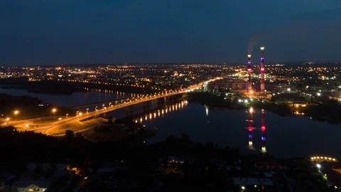 Kemerovo GRES. Aerial view. Hyperlapse 4k. Night Stock Footage 114148630