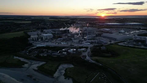 Kemsley paper mill at sunset Stock Footage 279251269