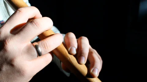 Kena flute playing close Stock Footage 33967255