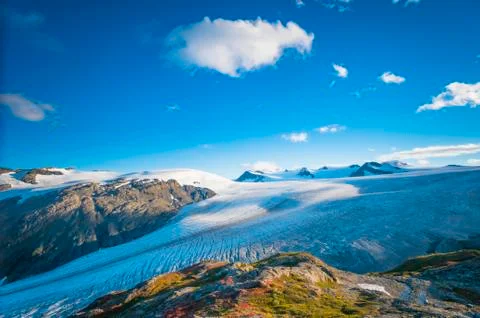 Kenai Fjords National Park and Exit Glacier on a mid-summer day as seen from the Stock Photos