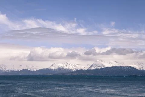 Kenai mountains with clouds Stock Photos